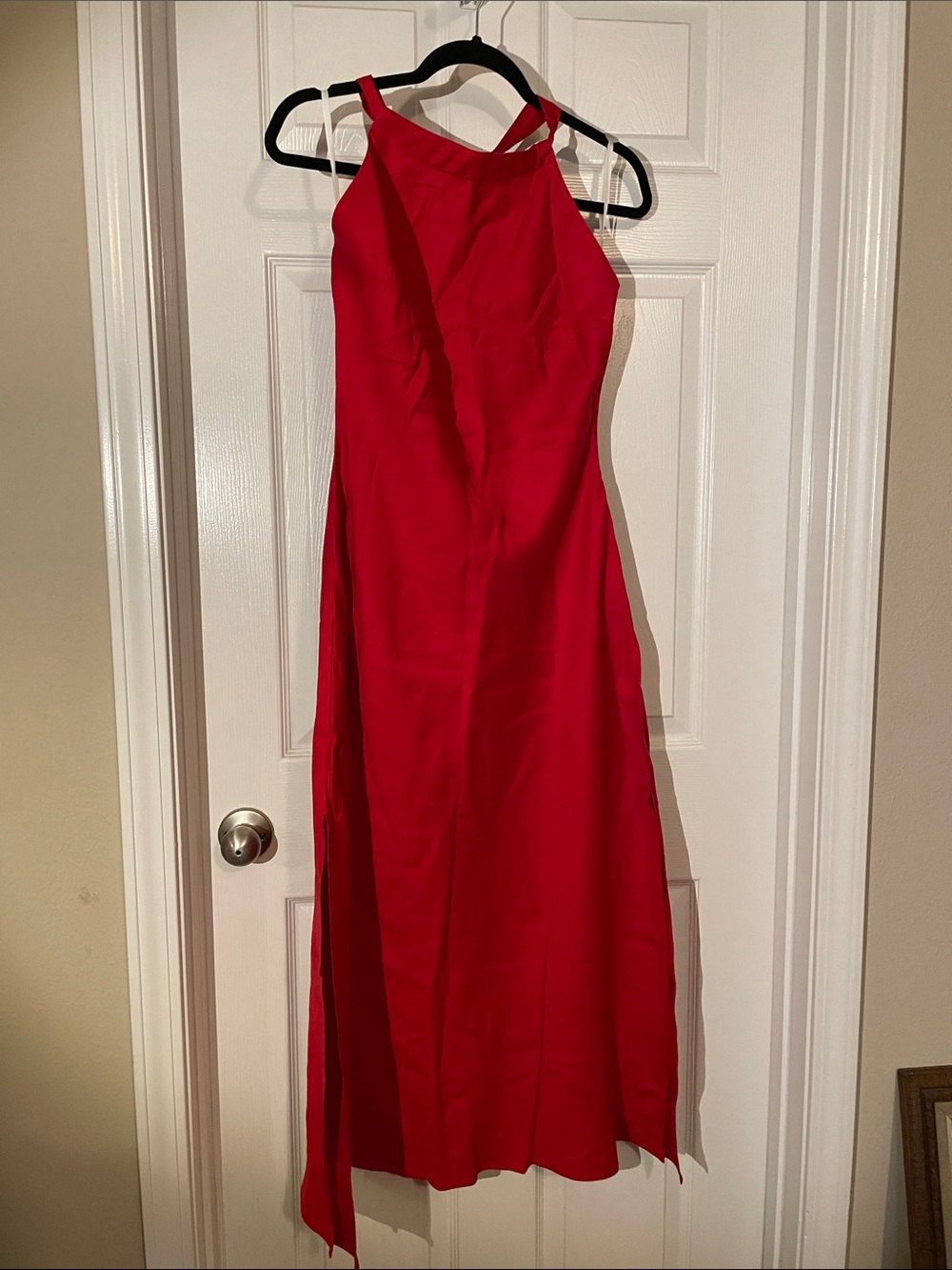 Classic Red Halter Evening Dress